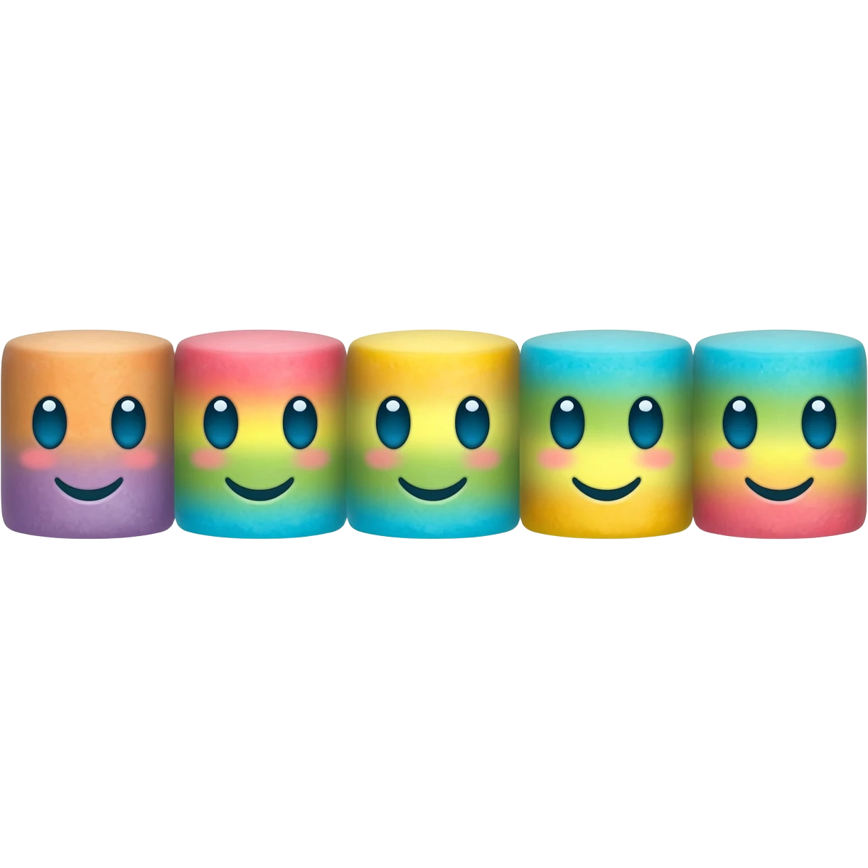 Five Little Colorful Ranbow Marshmallows  Friends!! So Super Cute!! 6767676767!! emoji