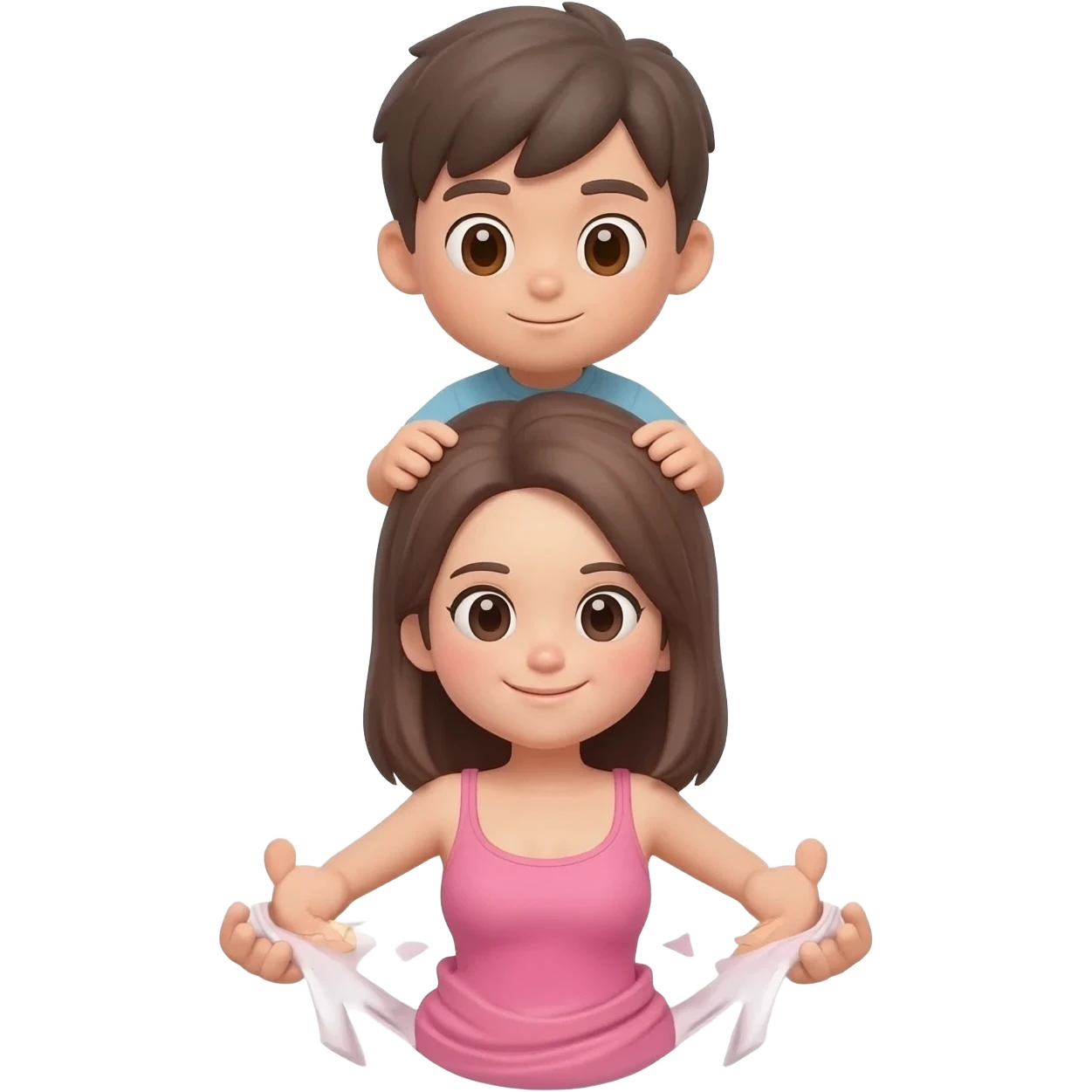An emoji in which a boy is on top of a girl, removing both their clothes. emoji