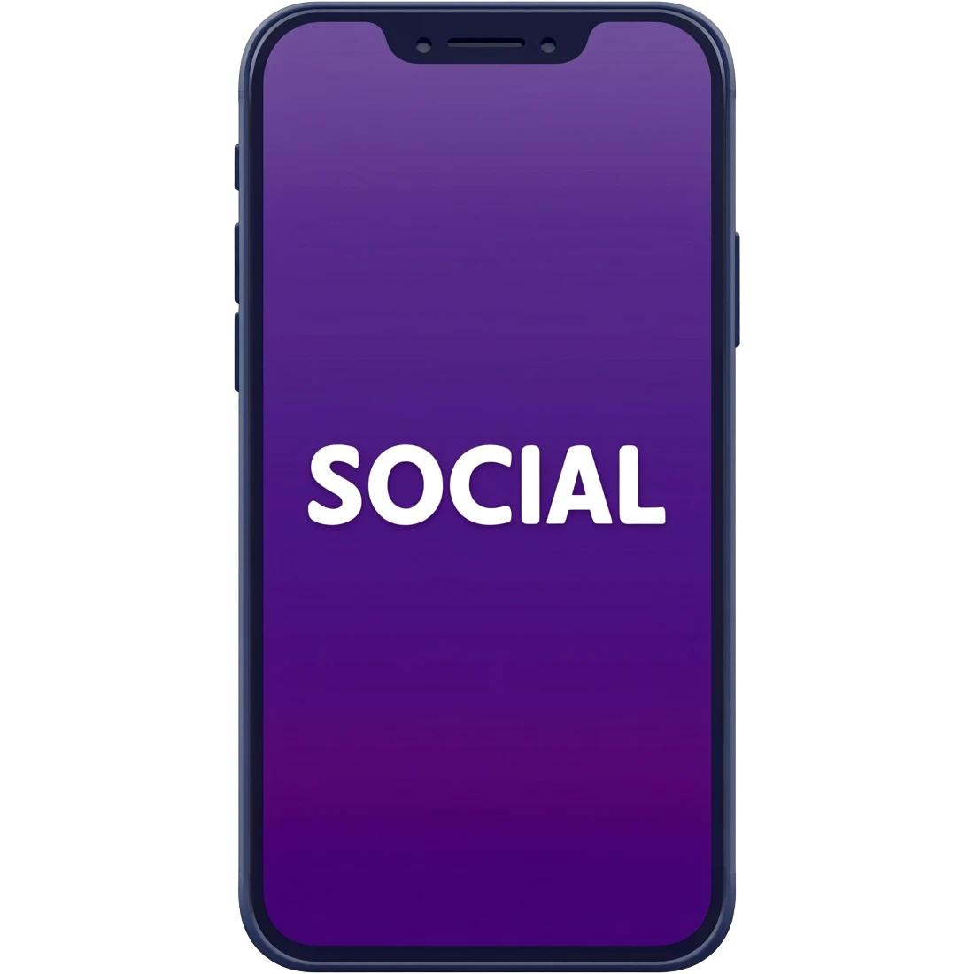 Full smart phone with the word "SOCIAL" on the screen, looking like the TikTok app on-screen layout emoji