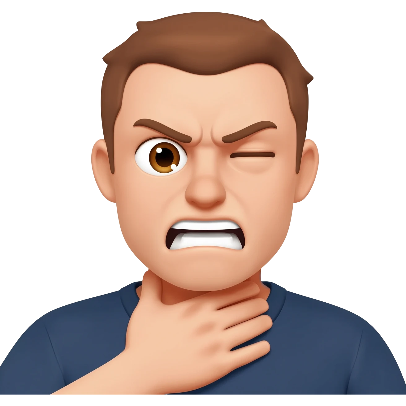 one eye squinting tweak mad and choking at neck emoji