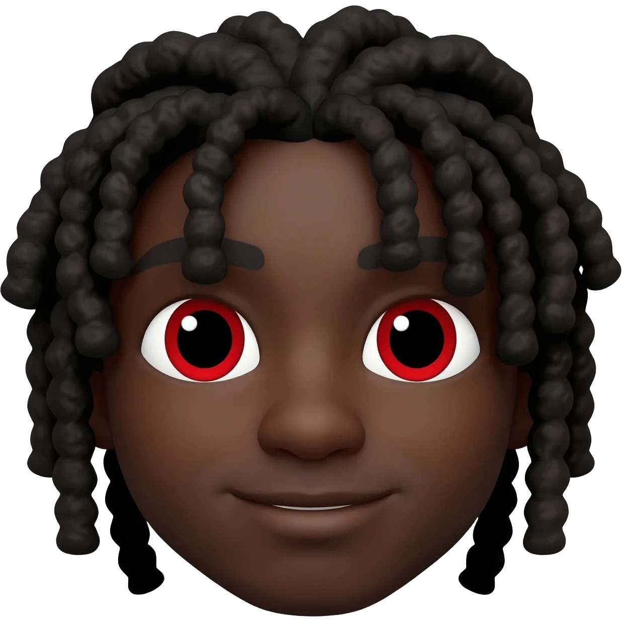 memoji jovem negro de olhos vermelos e dradlocks emoji