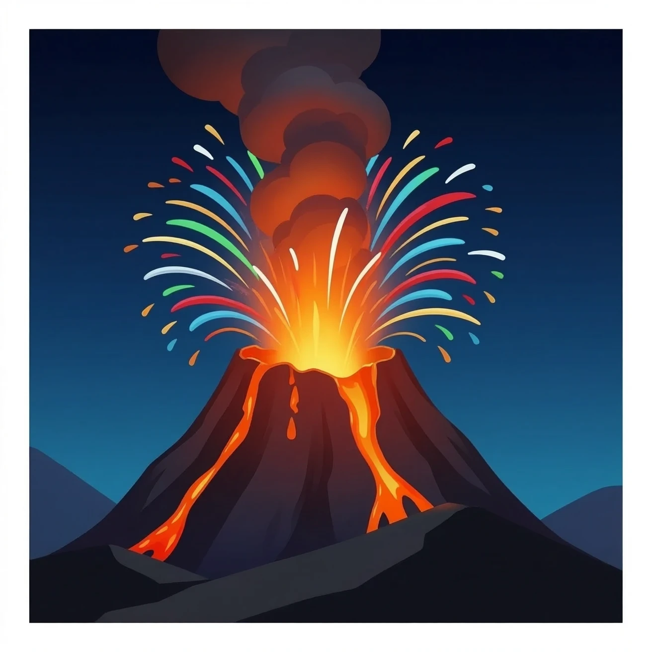 A Volcano firing & blowing fireworks emoji