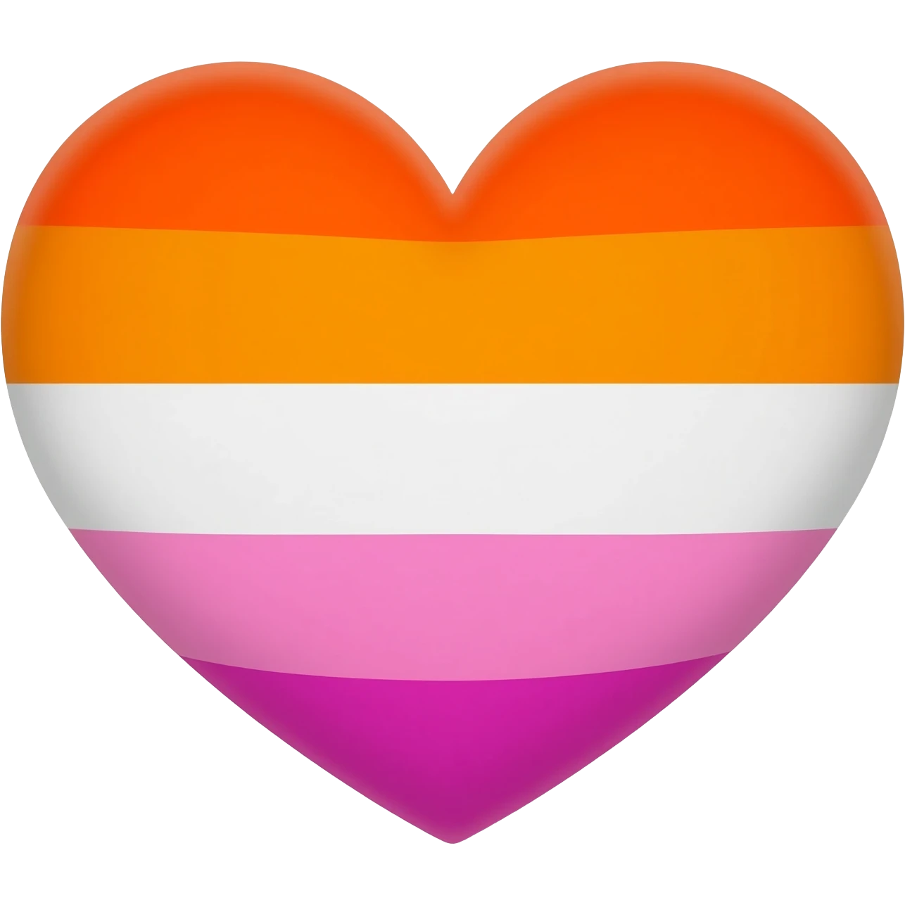 lesbian flag with all five colors (two shades of orange, white, two shades of pink) heart shaped emoji