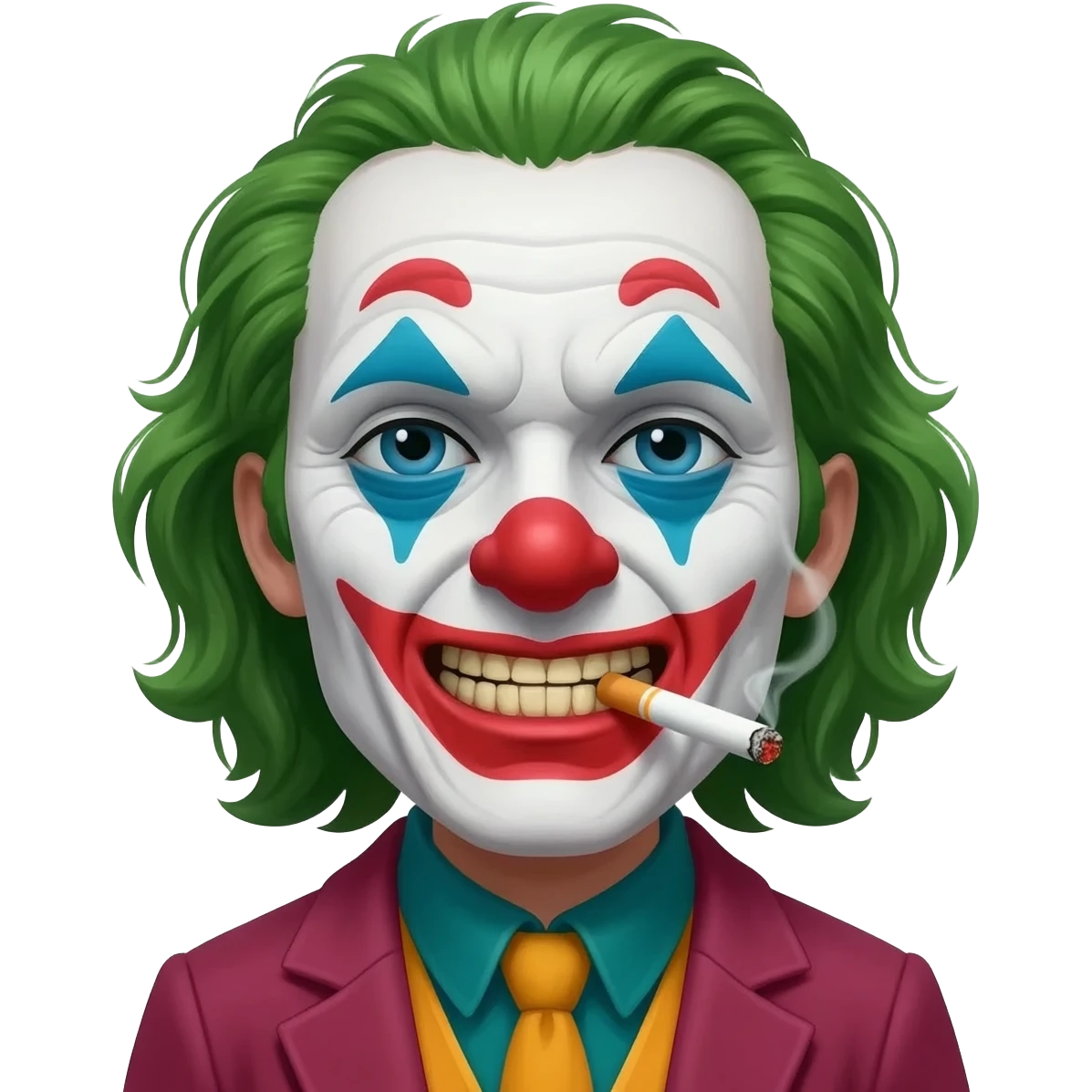Depressed clown smoking a cigarette emoji
