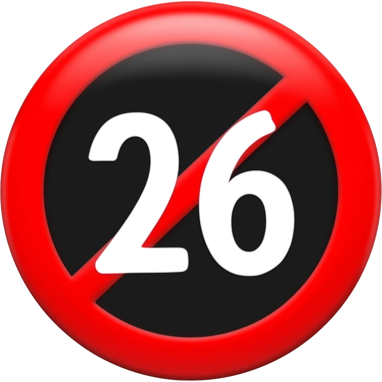 Cermin red prohibited inside with white text 26 with black circle emoji