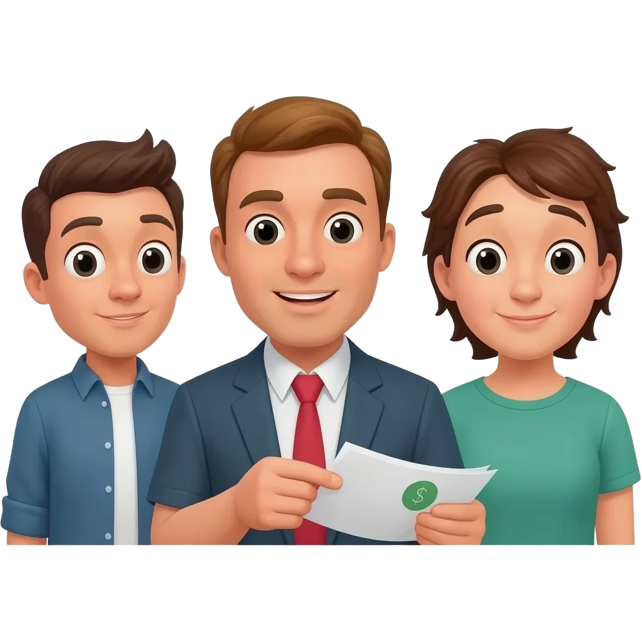 tres personas pagando renta solo hombres emoji