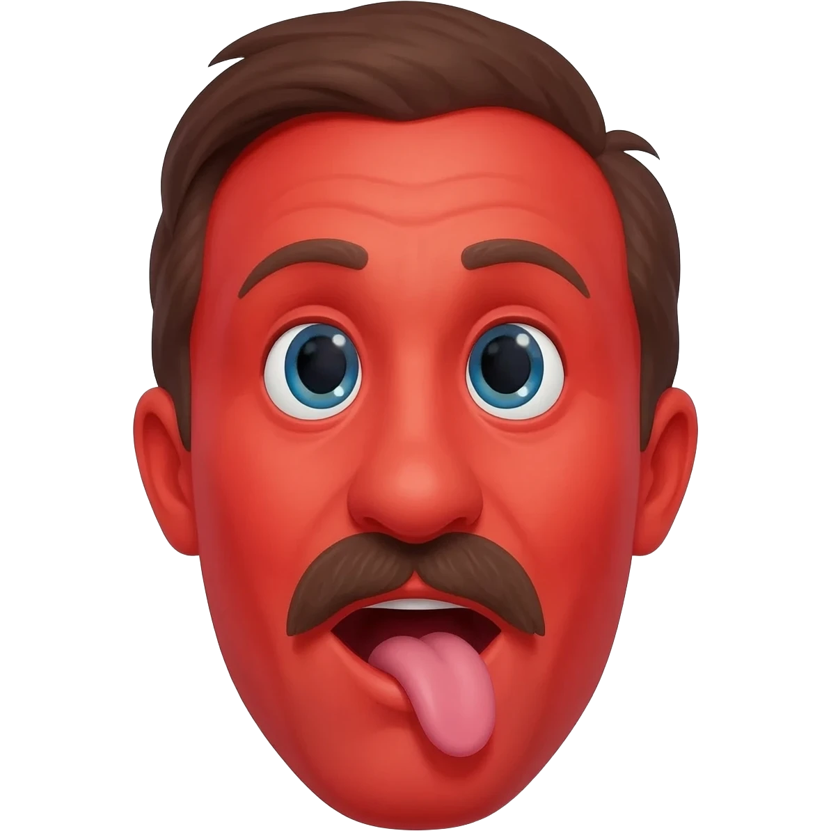 Bright red and sweaty snob man from 1900, eyes wide open, tounge out emoji