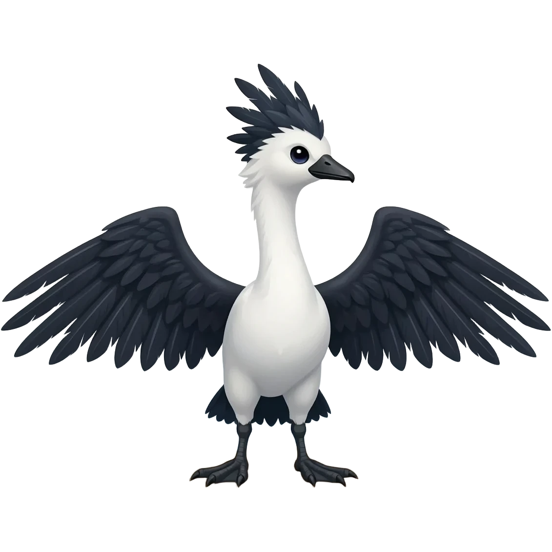 Swan-Raven-hybrid-animal-creature full body emoji