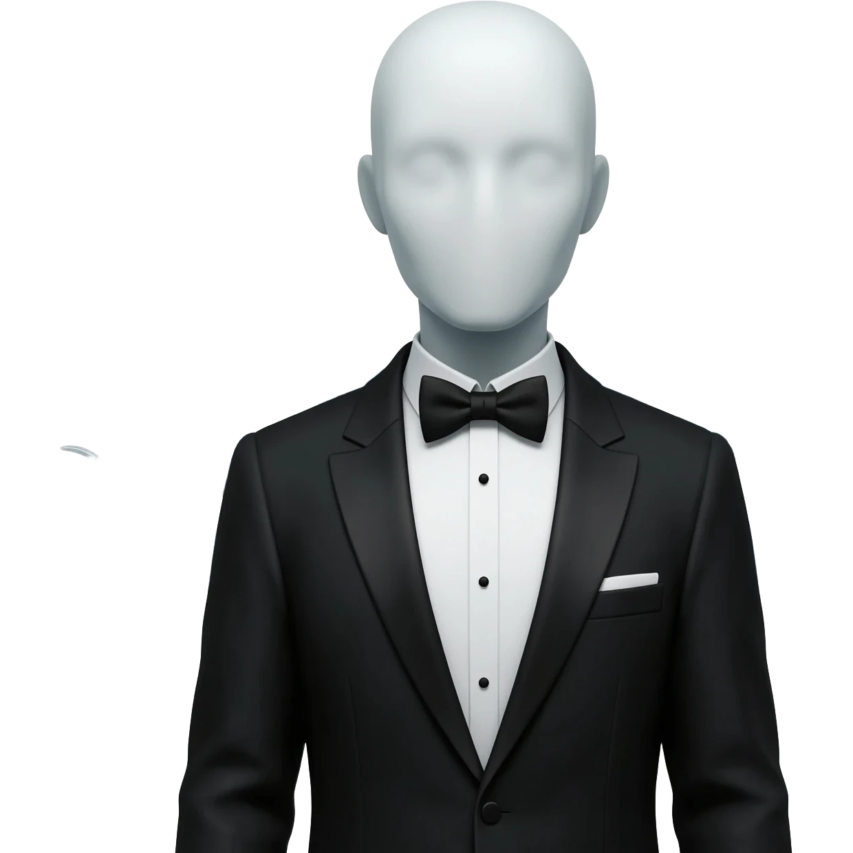 slenderman, tall figure, completely pale, white skin, tuxedo, tentacles coming out of back, no face, featureless emoji