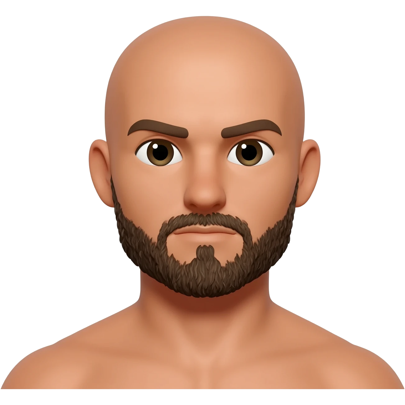 bald, facial hair, tan, male, big, short emoji
