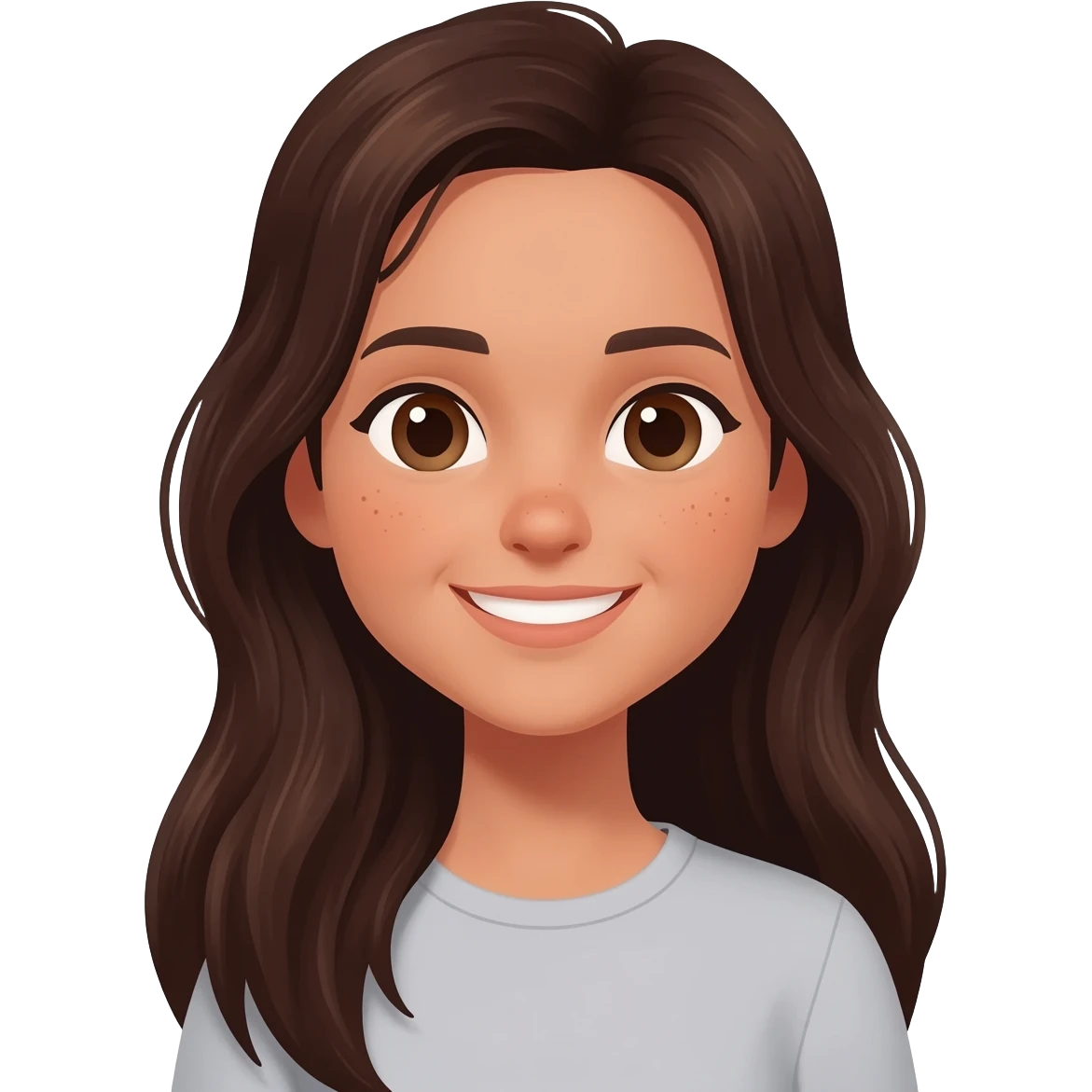 french white happy long haired brunette girl  emoji