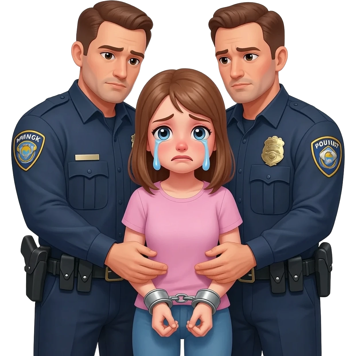 crying white teen girl in handcuffs being stripped naked by male cops in her room emoji