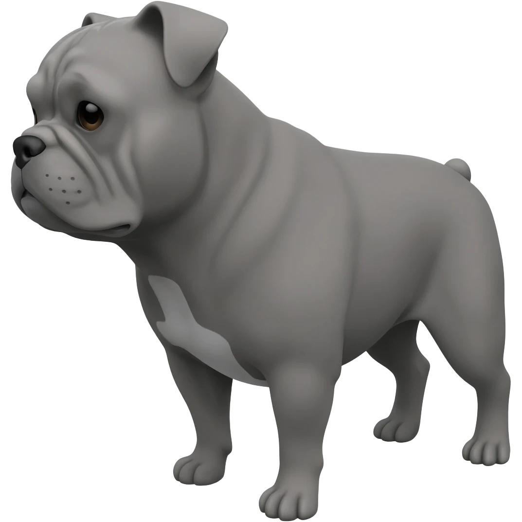 gray English bulldog full body emoji