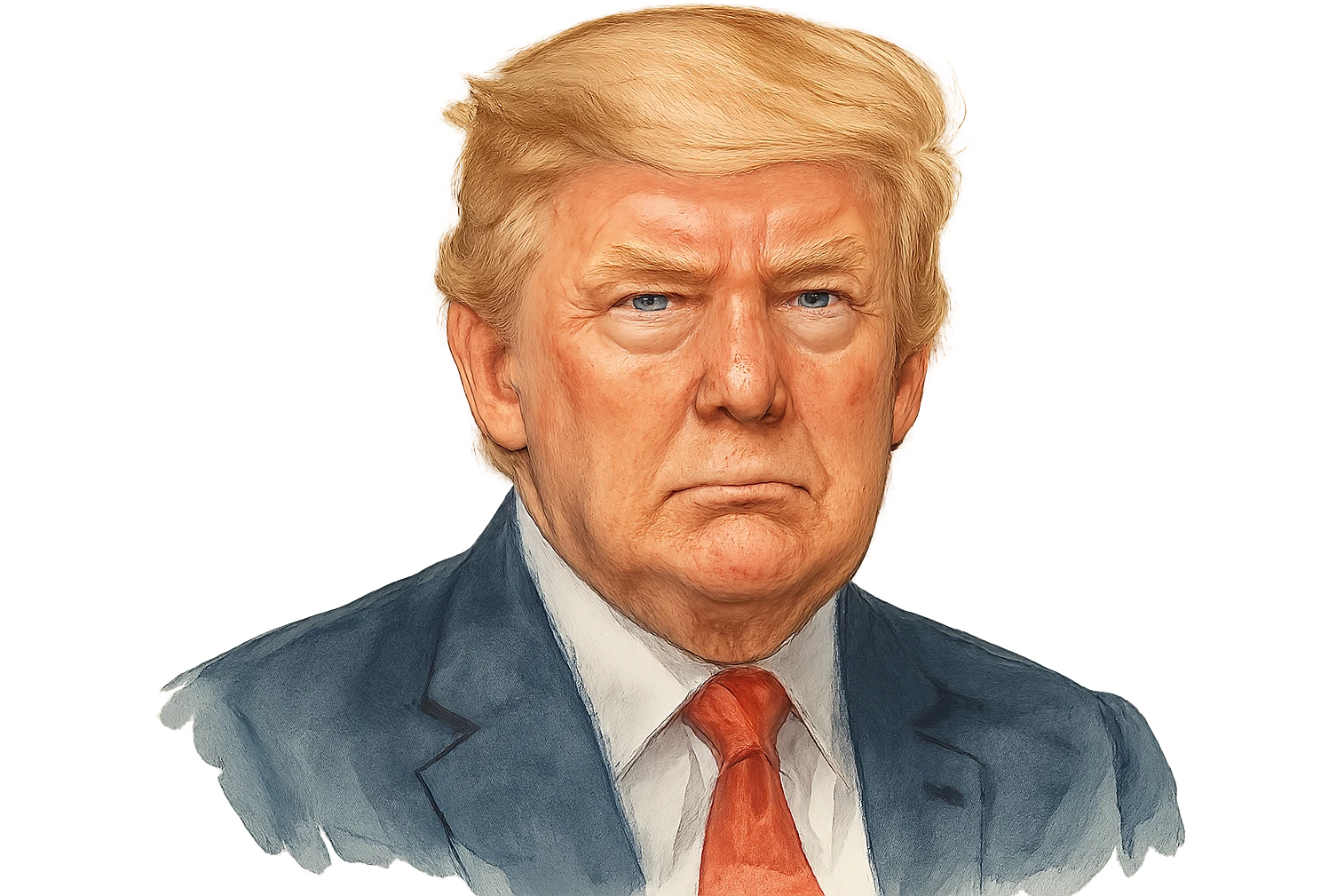 Дональд Трамп в слегка рисованном, но при это объемный стиль, прозрачный фон emoji