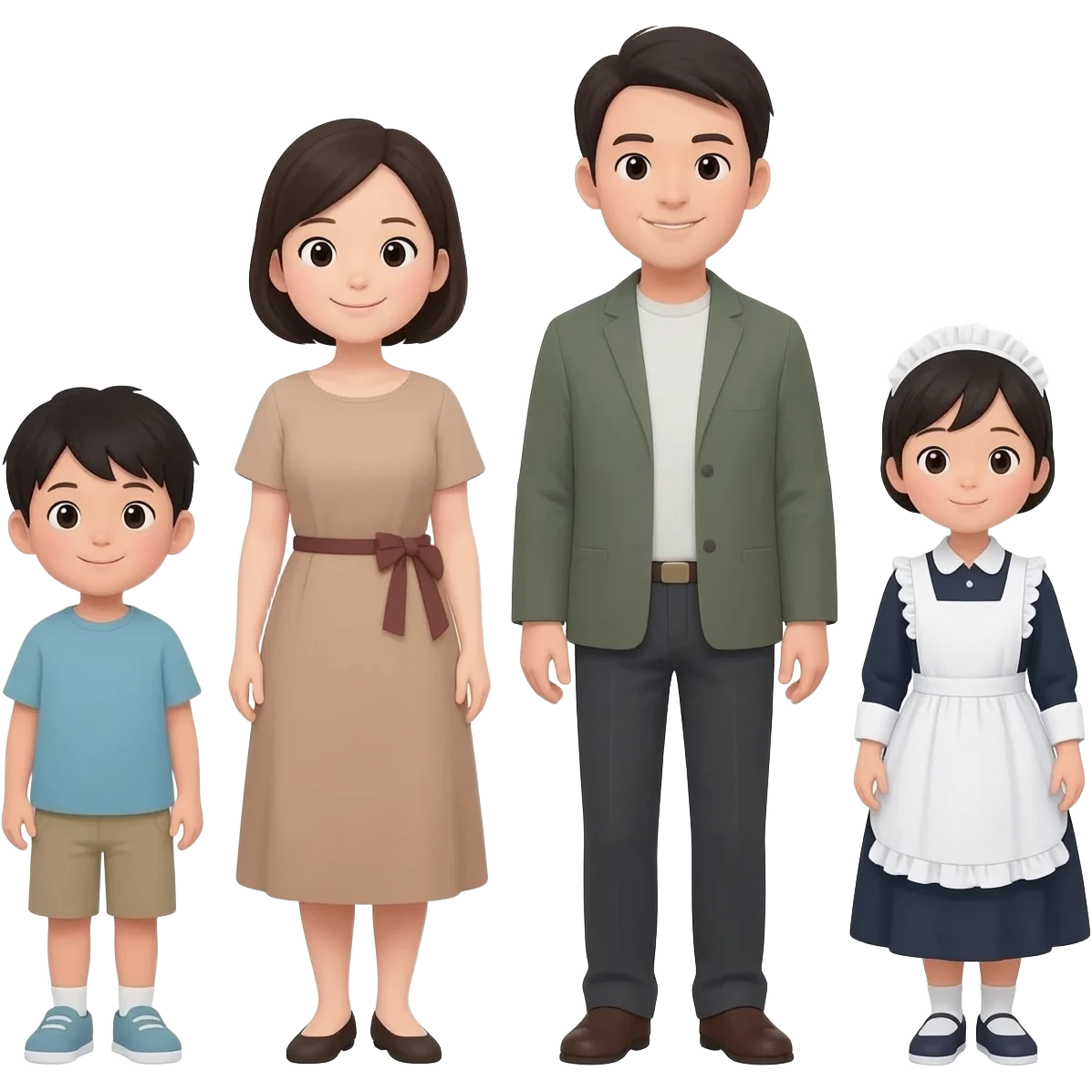 japan family mother and father with children and maid emoji