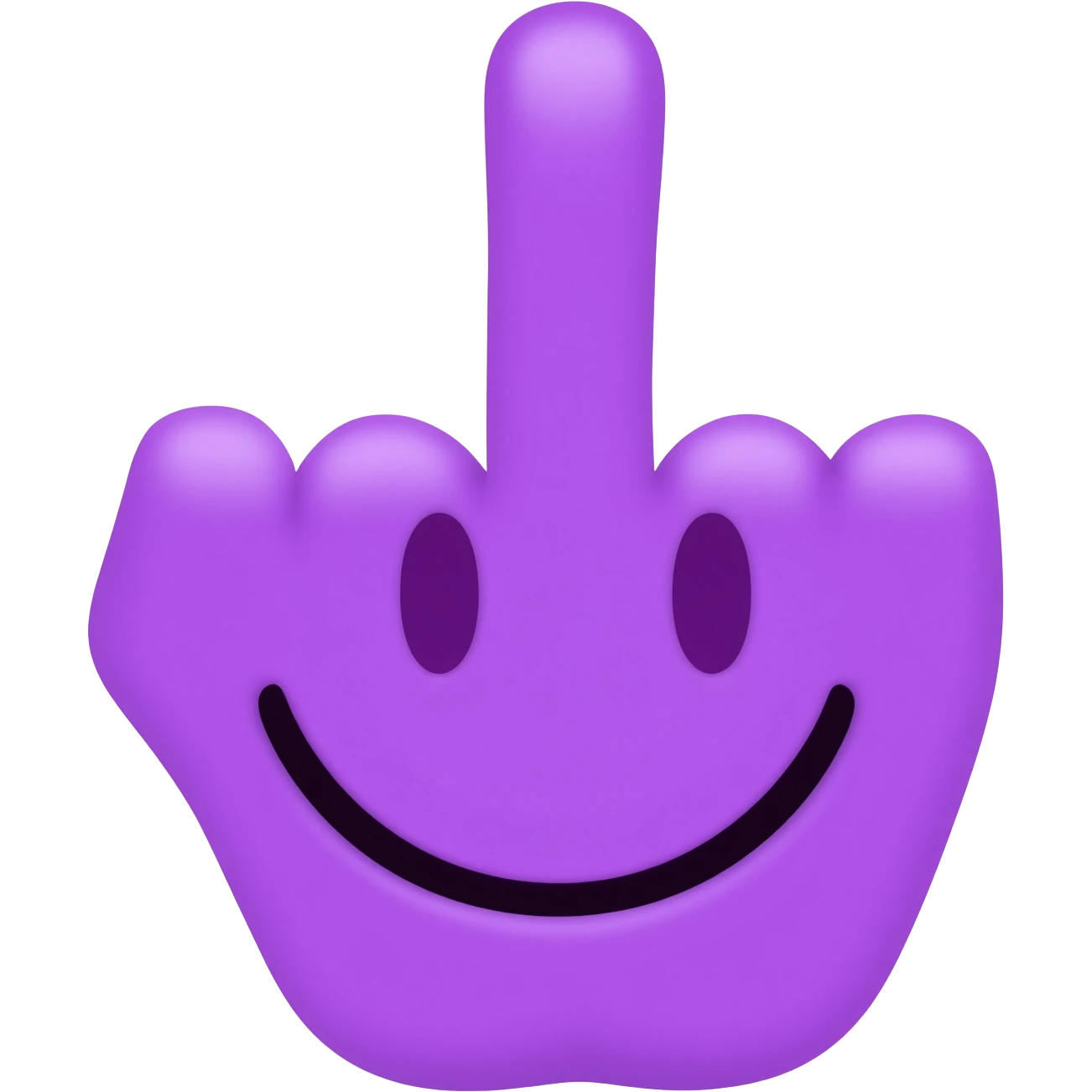 Purple smiling face giving you the middle finger emoji