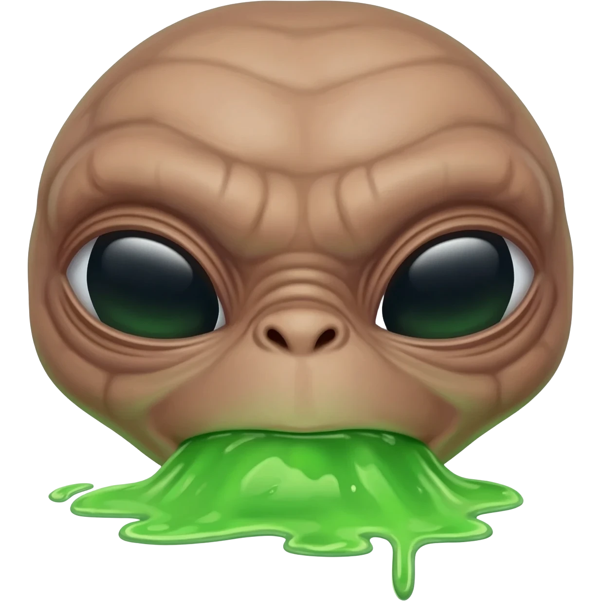 E.T. The Extra-Terrestrial from the movie puking green liquid emoji