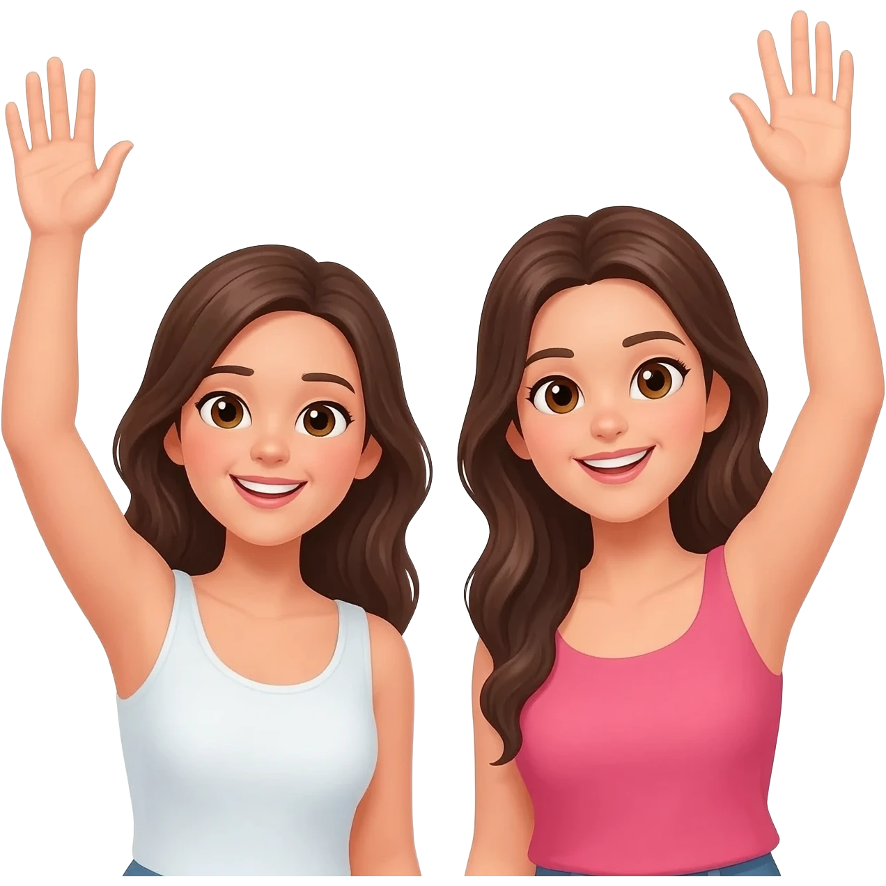 dos personas turistas alzando la mano señoras emoji