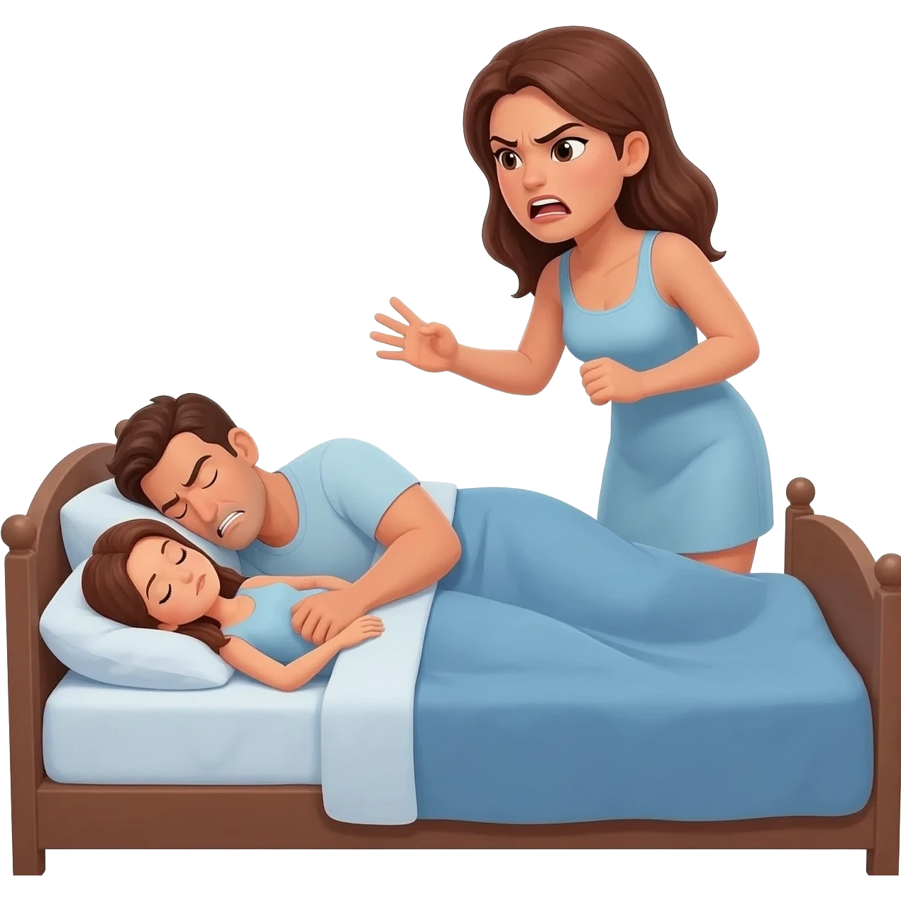 his wife angryily caught her husband sleeping with another girls emoji