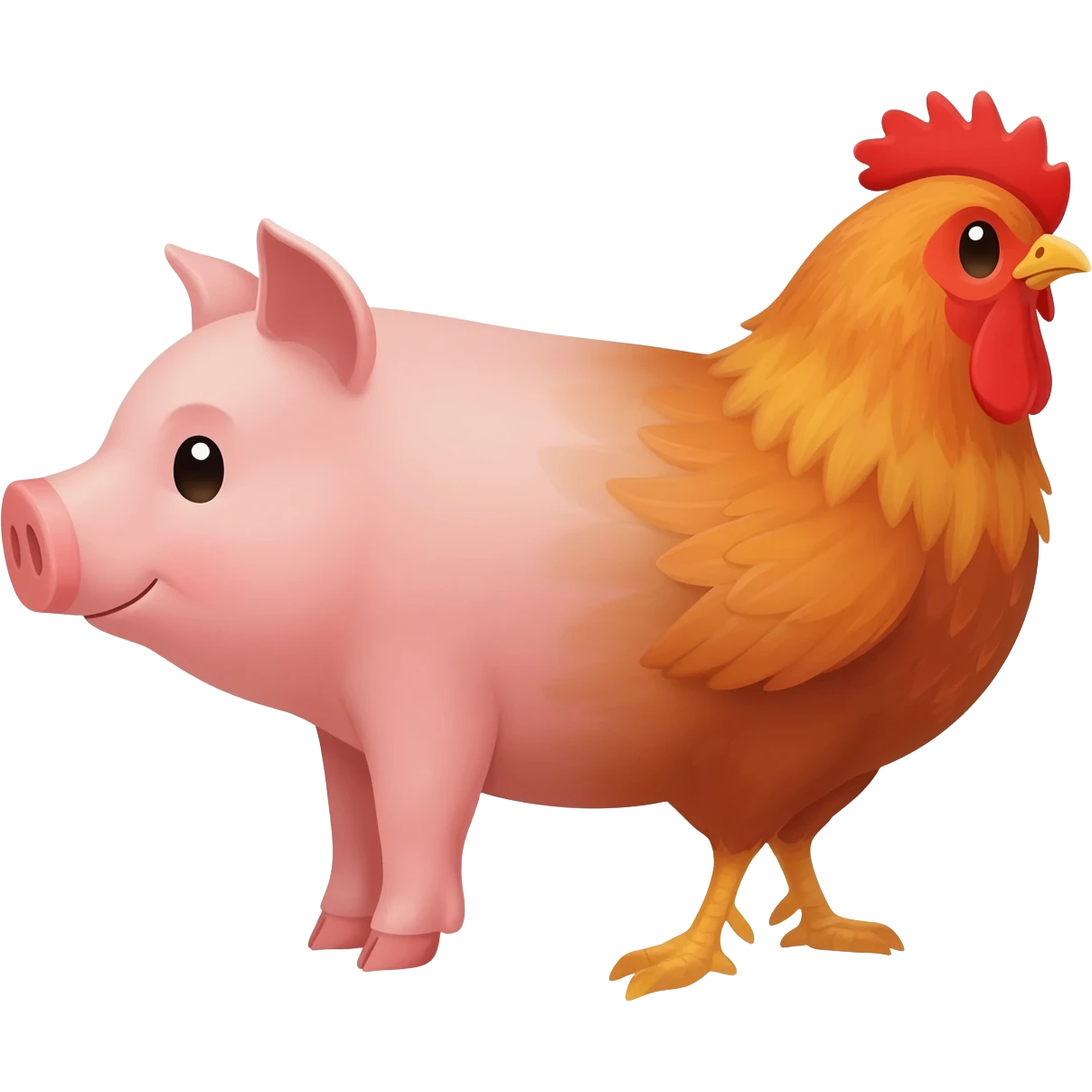 Emoji of a chicken fused with a pork (porkchicken) emoji
