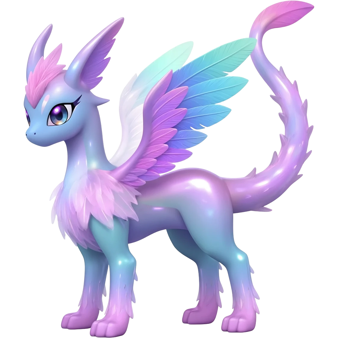 Shiny pastel feathery tropical exotic shimmering silky smooth soft flurry Diancie-Palkia-Amaura-Aurorus-aesthetic-fusion emoji