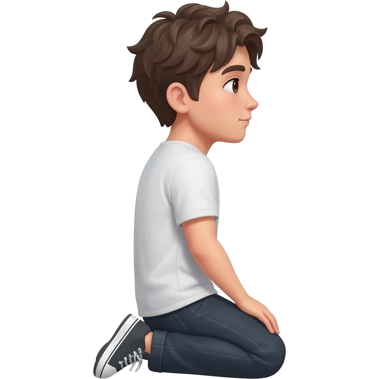 нарисуй моялящегося парня на коленях  20 - 25 лет с боку  emoji