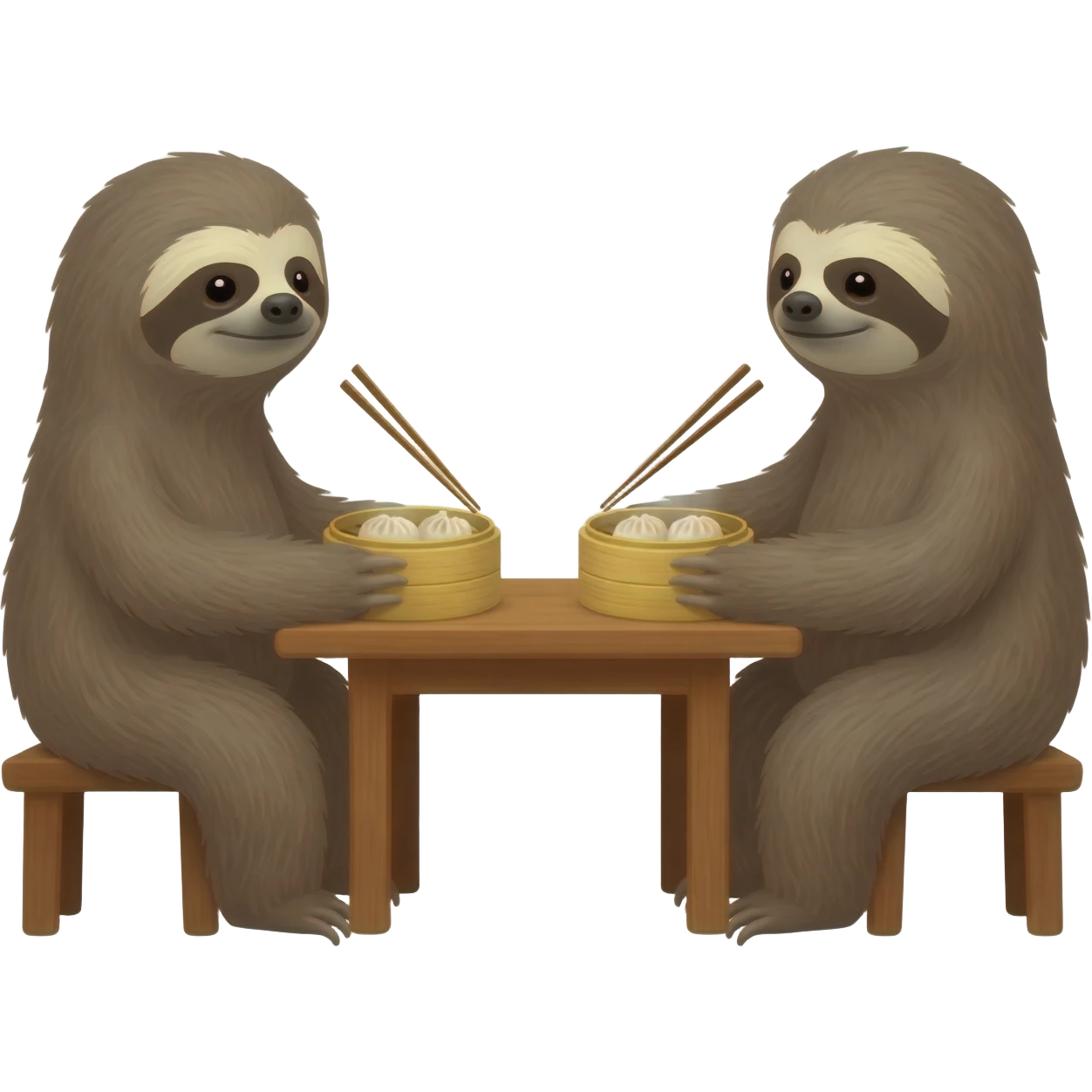 Two sloths having dim sum emoji