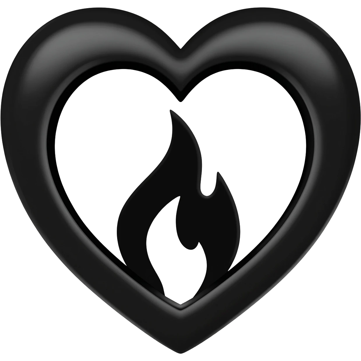 generate a black heart with a black flame emoji