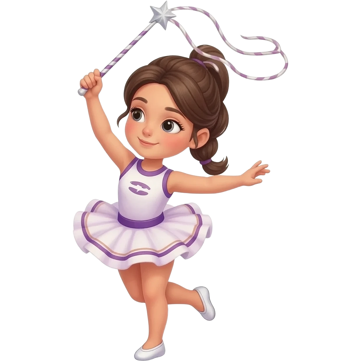 A girl twirling a baton (majorettee) emoji