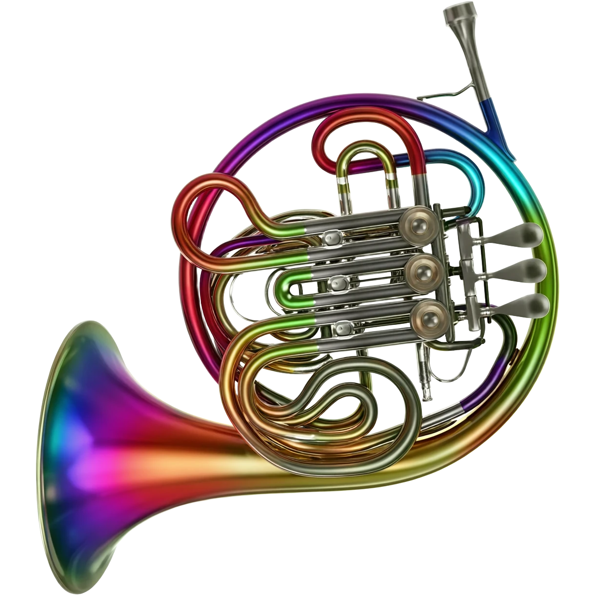 Double French horn with crystals and colorful emoji