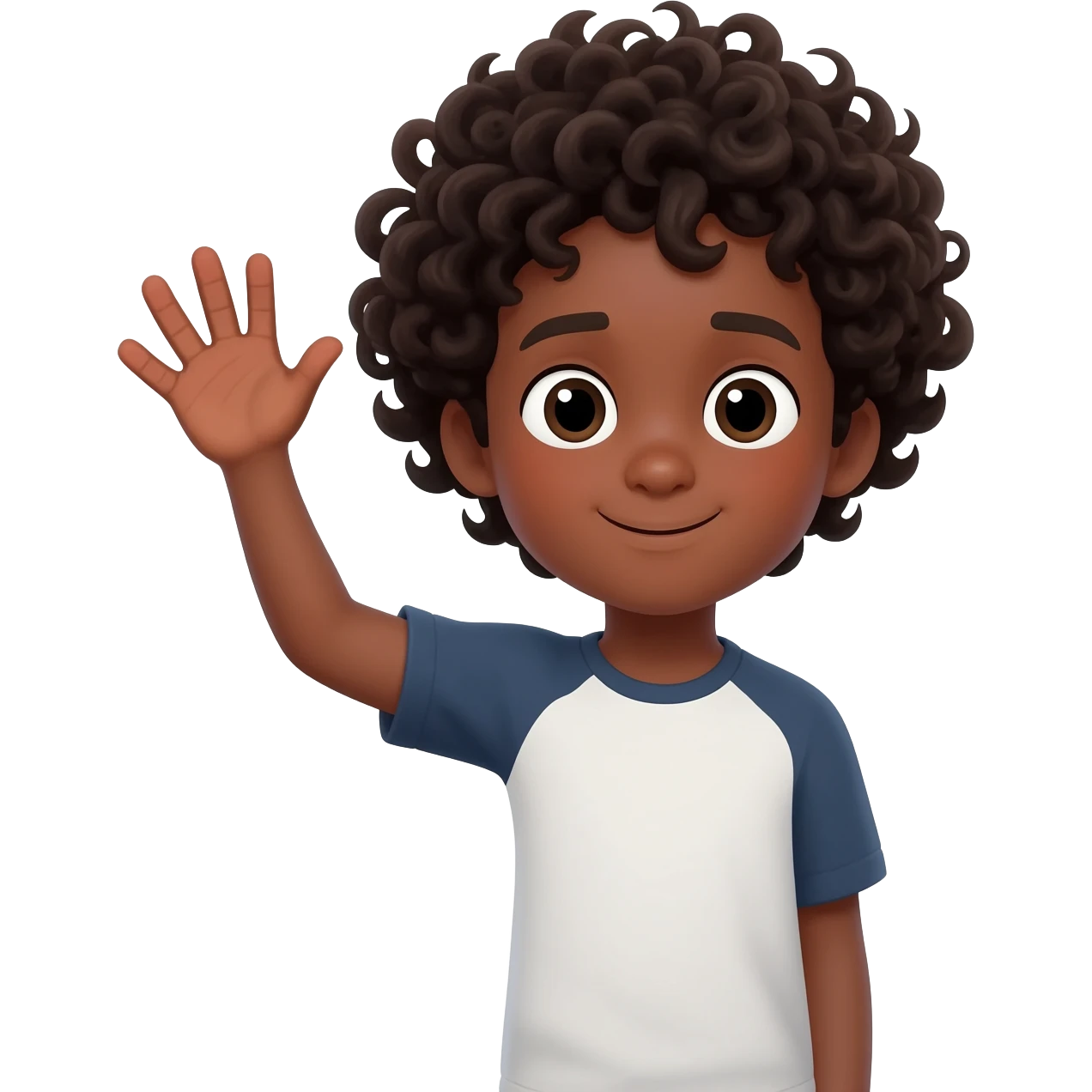 waving goodbye sad black boy curly hair emoji