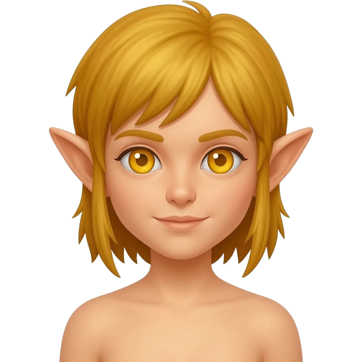 Una hermosa elfa castaña amarilla de ojos color sol emoji