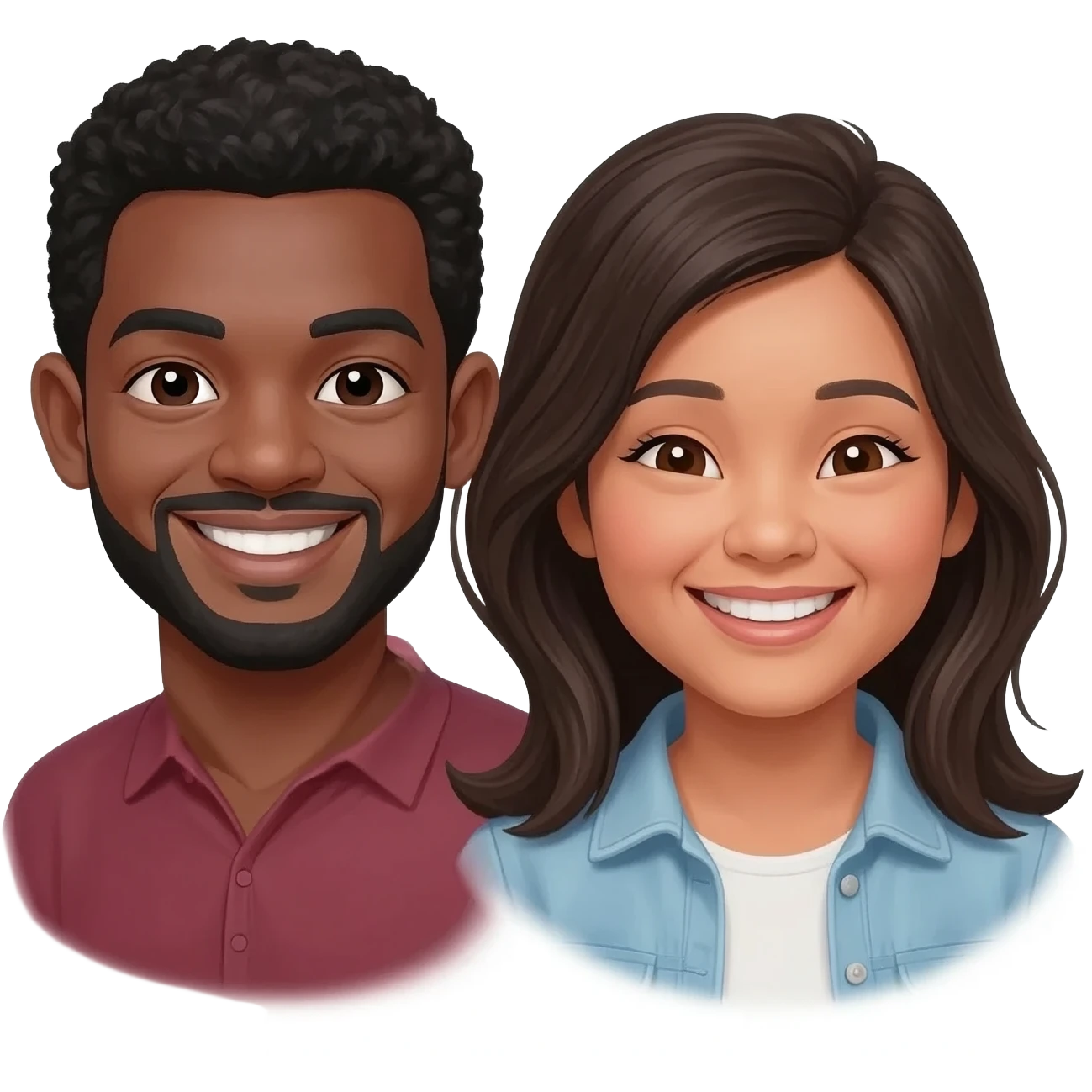 Black man & Filipino woman couples emoji