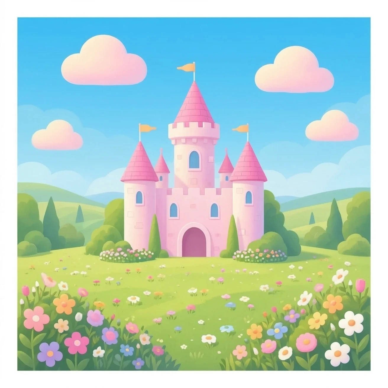 Floral pastel castle emoji