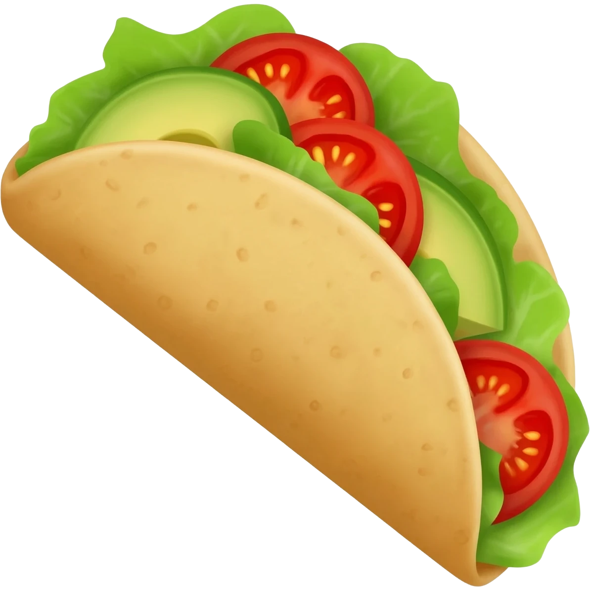 Tostada mexicana de tortilla con lechuga, tomate y aguacate emoji