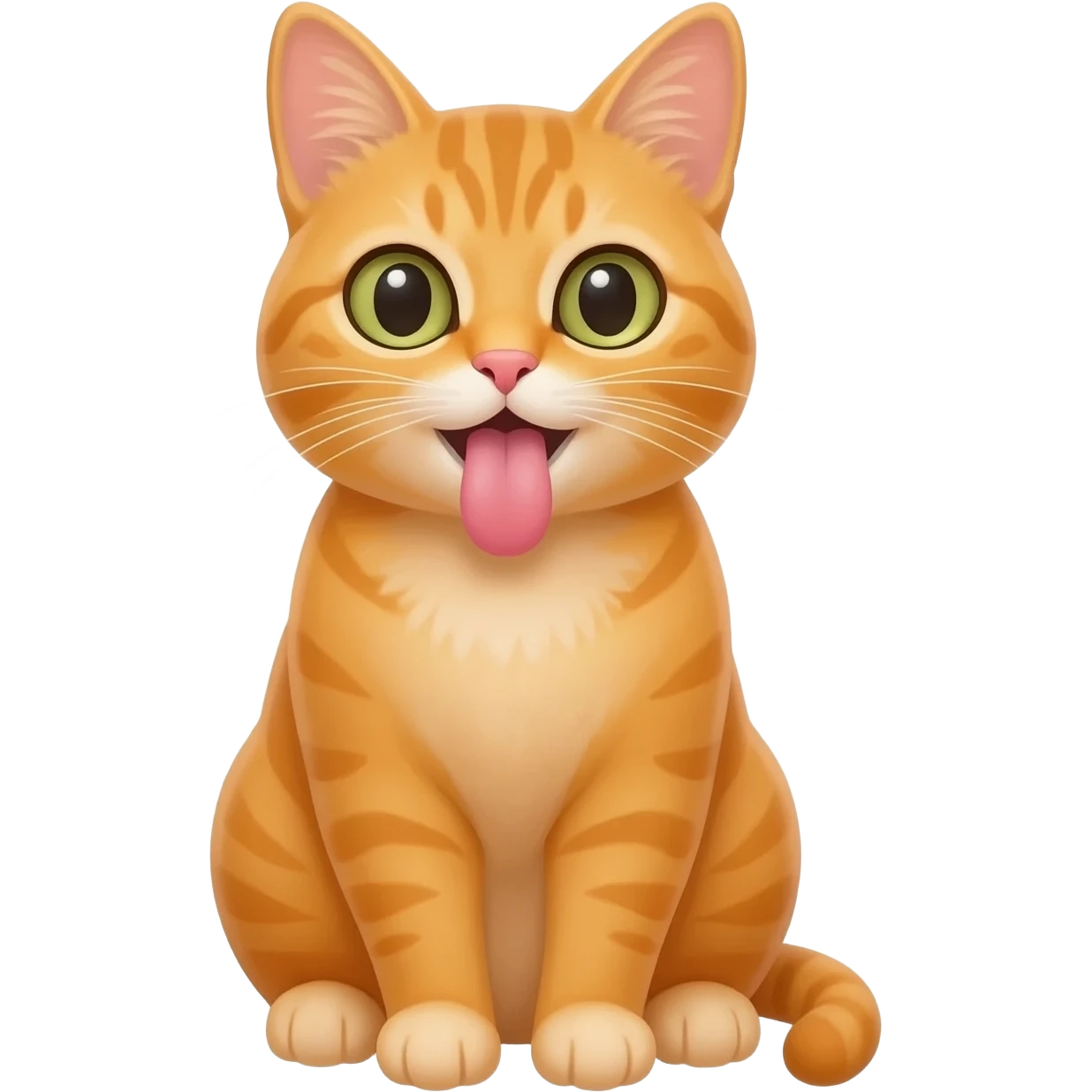 A ginger cat sits with its tongue hanging out emoji