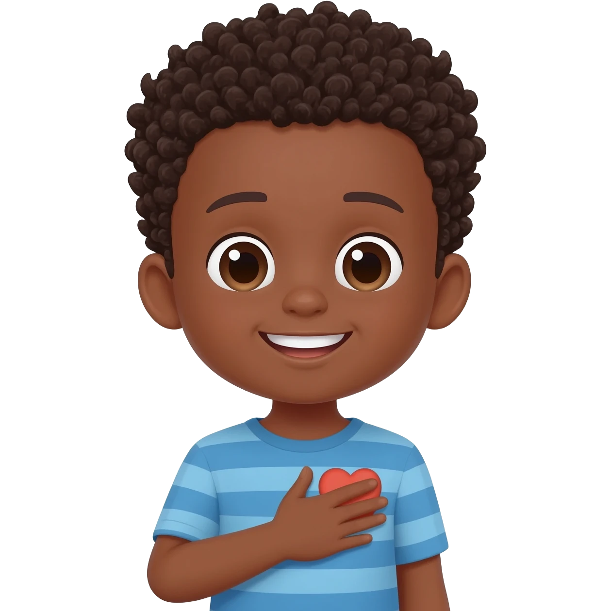 saying thank you hand on heart black boy curly hair emoji