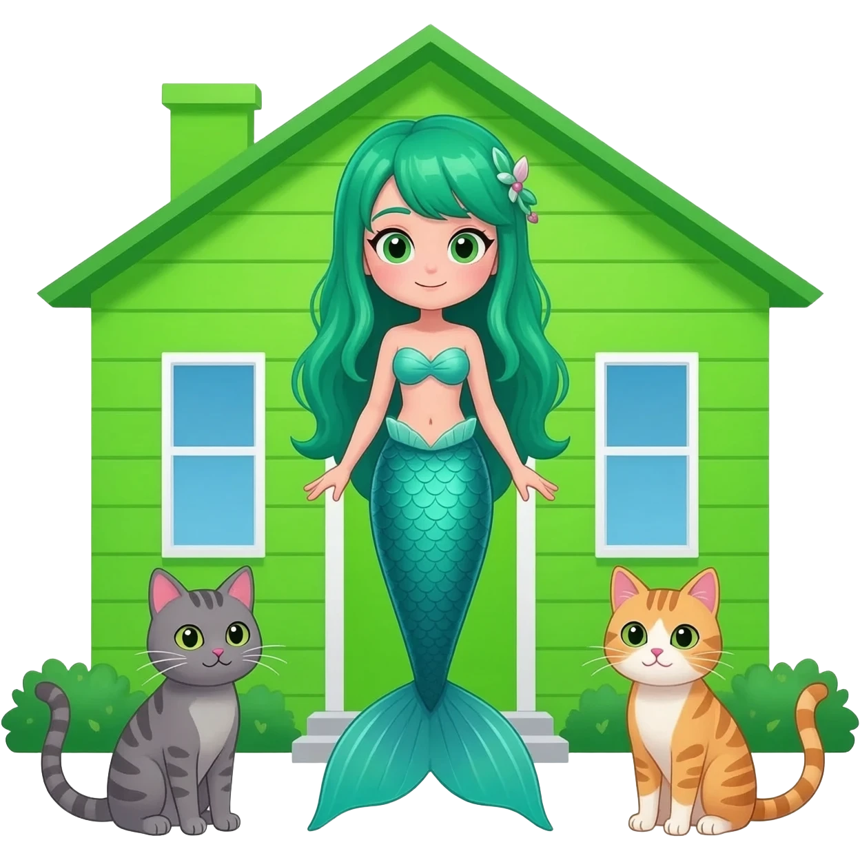 Full body green home gyaru mermaid cats are my favourite emoji