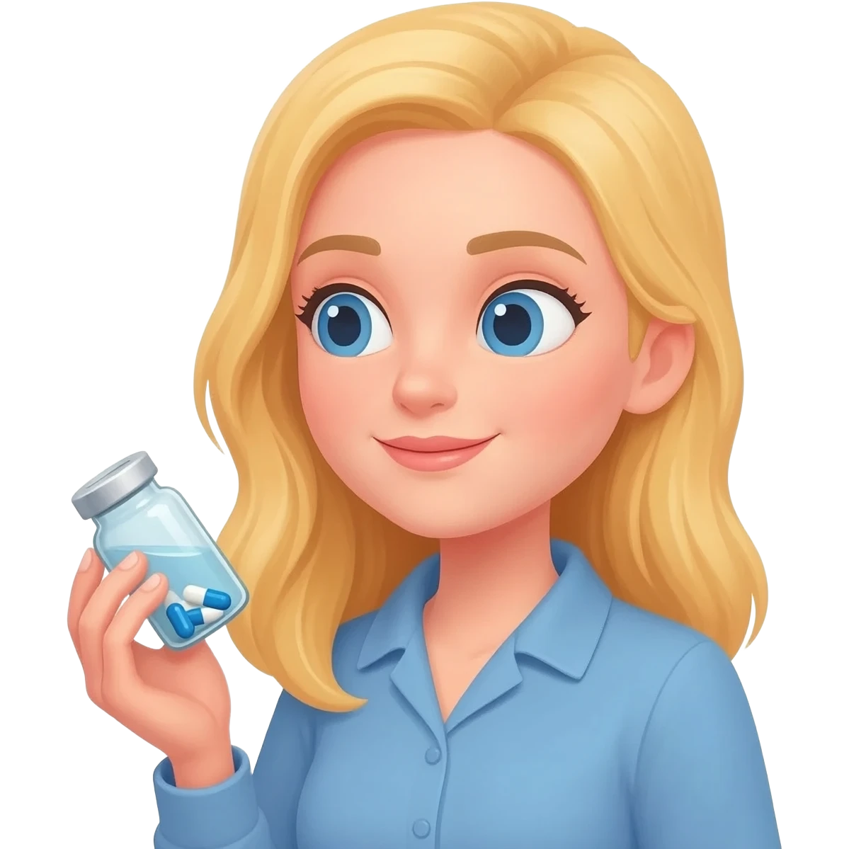 Blond hair woman taking a pill emoji