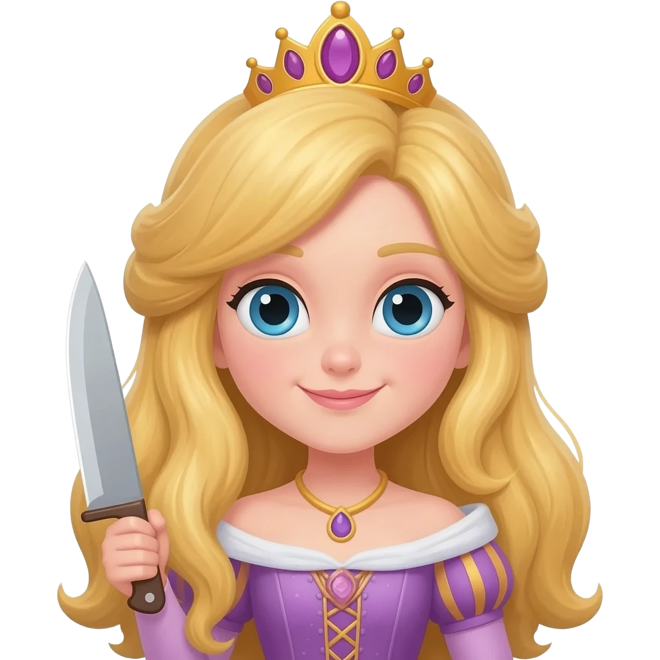 Blonde princess with a big knife emoji