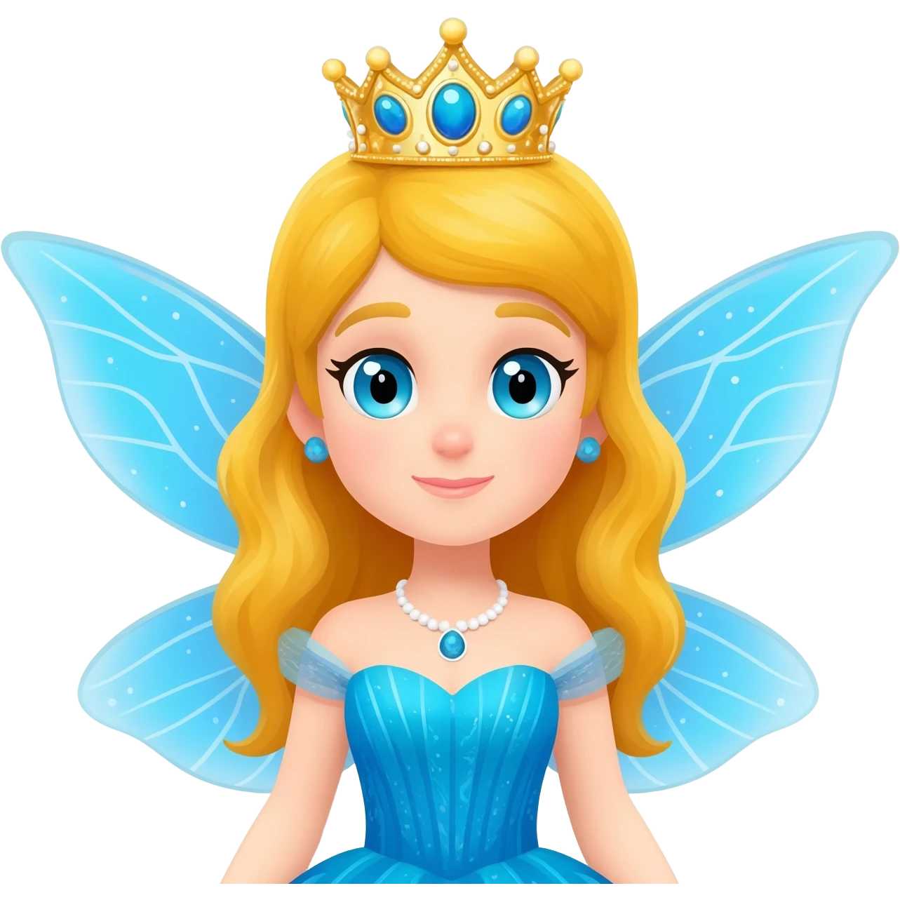 fairy princess with a crown in blue emoji