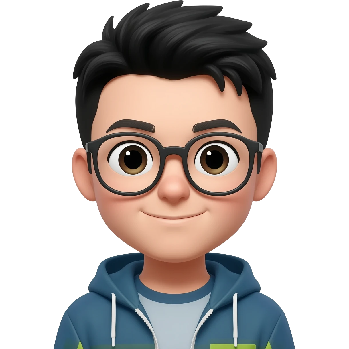 jongen met bril en zwart haar emoji