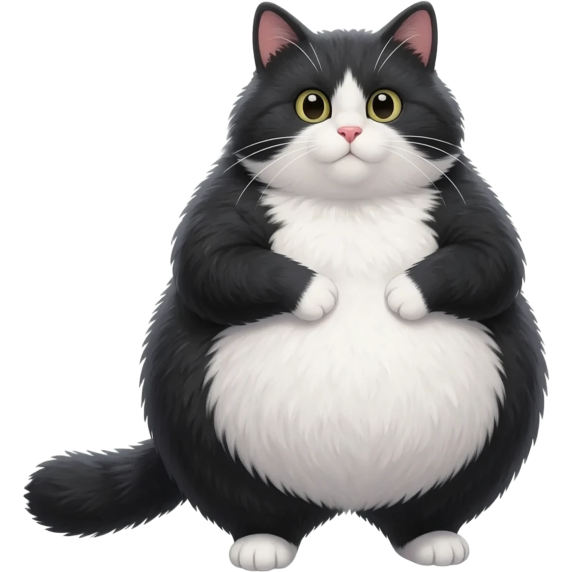 a very fat black and white cat emoji