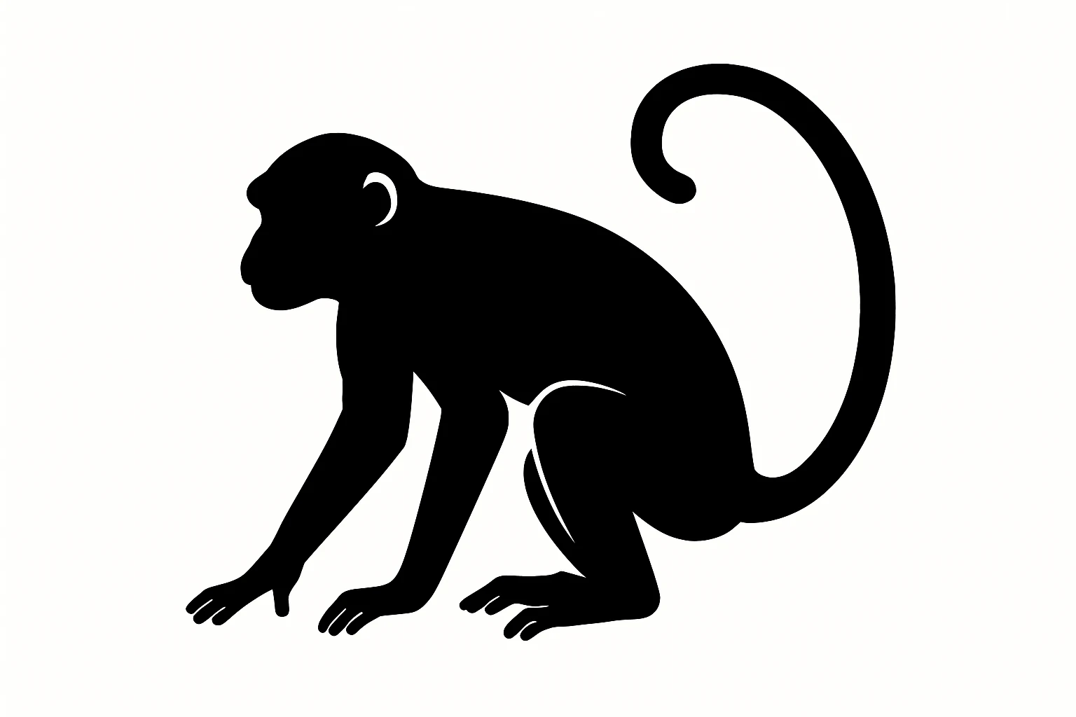 Monkey black silhouette white background emoji