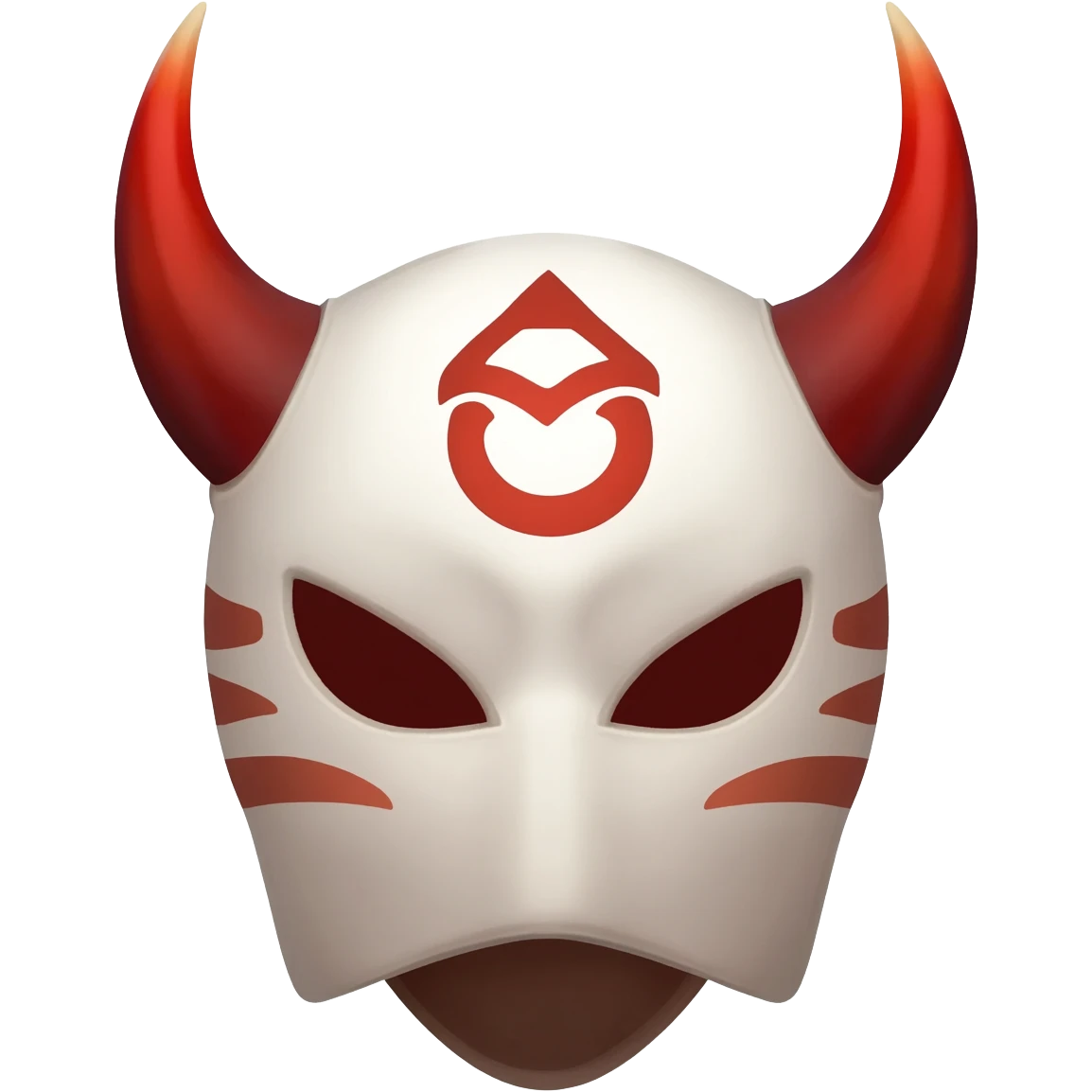 Hilichurl creature from Genshin Impact, wearing a white round mask with red tribal markings and horns  emoji