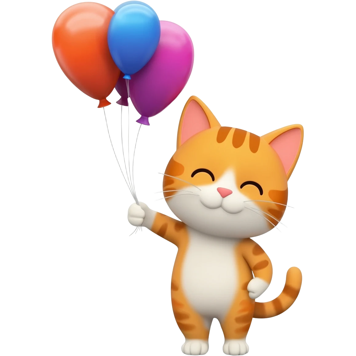 happy cat holding balloons emoji