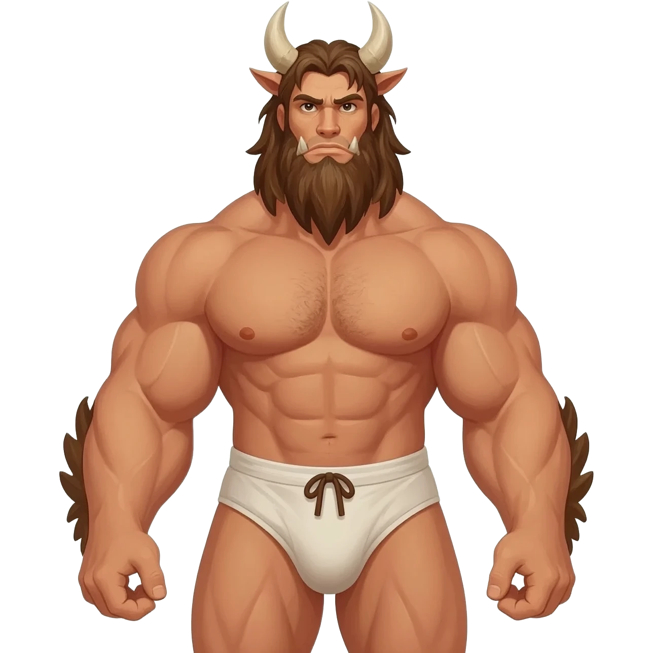 Huge muscular minotaur man briefs emoji