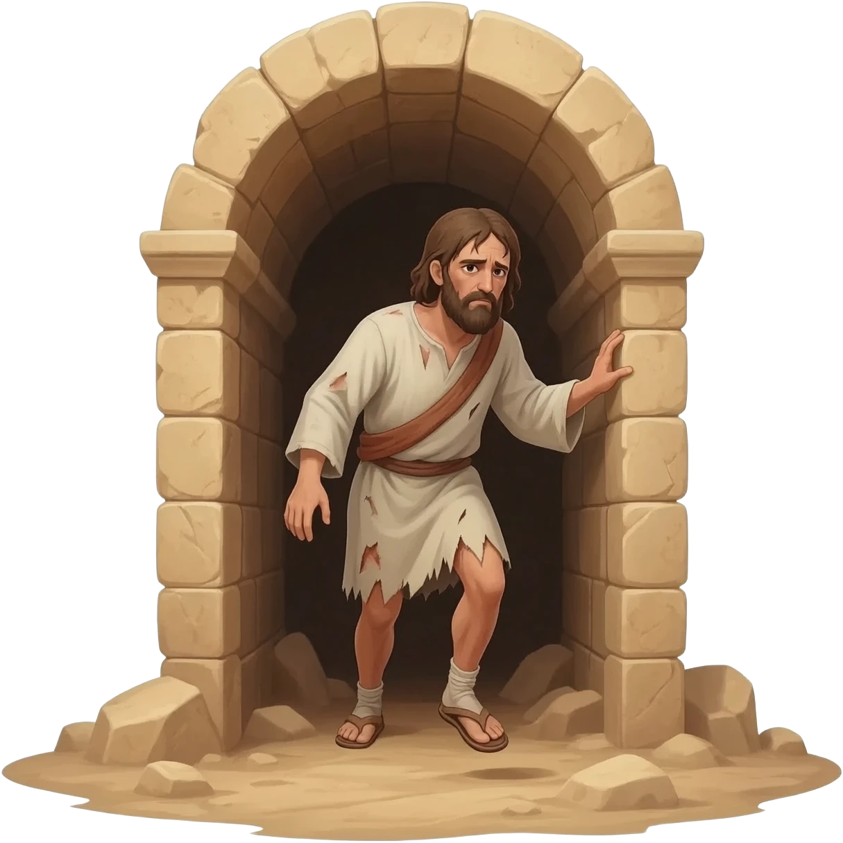 нарисуй бедного в рваной одежде парня, как он встает из гроба  ,  времена древнего иерусалима emoji