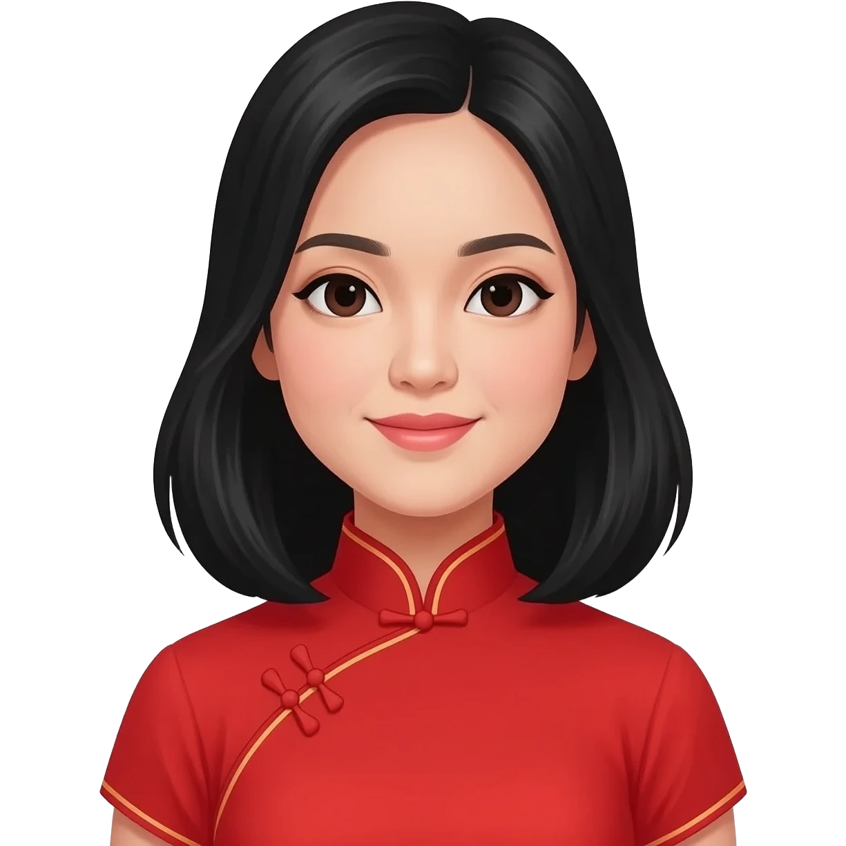 cô gái việt nam, tóc dài đen ngang vai, mặc áo dài đỏ emoji