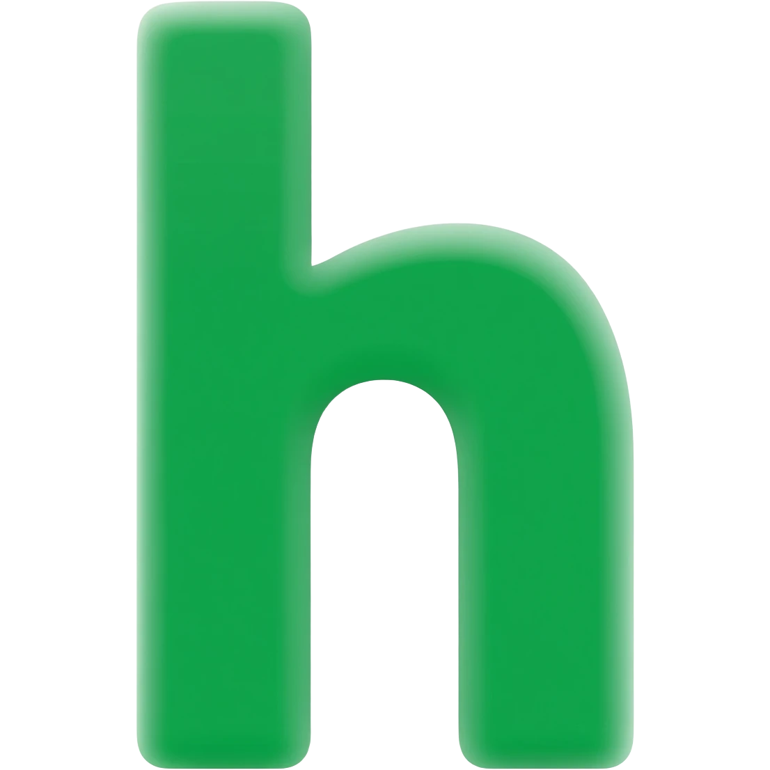 A logo with a lowercase h in green, with a white background emoji
